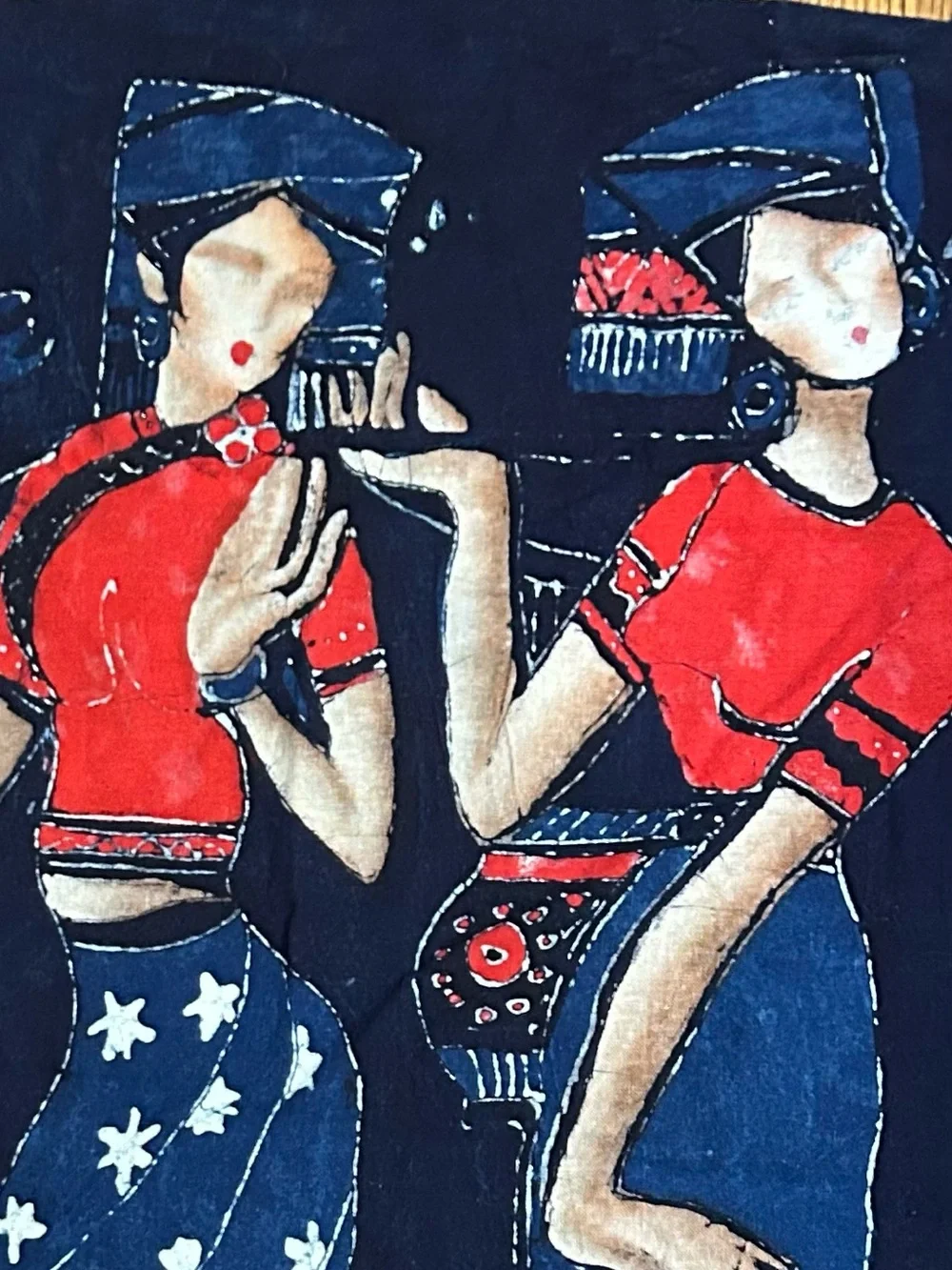 Cotton Chinese Folk Art Handmade Wall Decor Hanging Bright Color Batik Tapestry
